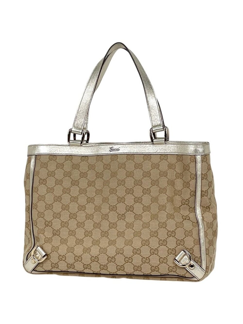 Gucci GG Pattern Tote Abbey Canvas Beige Gold